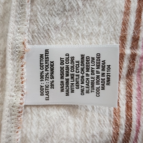 Wonderly Dress Cotton Striped Midi Smocked Bodice & Back Tie Neck Cream Size XL - Picture 11 of 14